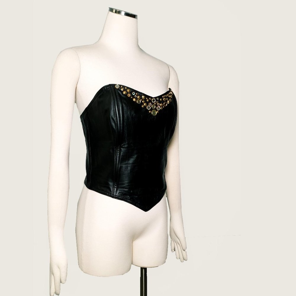 Ardens Pleather Jeweled Bustier - Picture 5 of 9